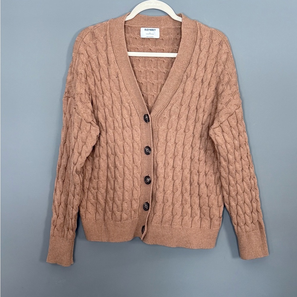 Old Navy Cable-Knit Cardigan in Camel Size Medium